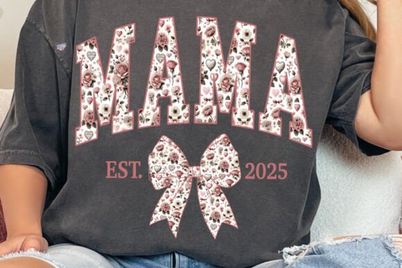 Coquette Valentine Mama Est Varsity PNG