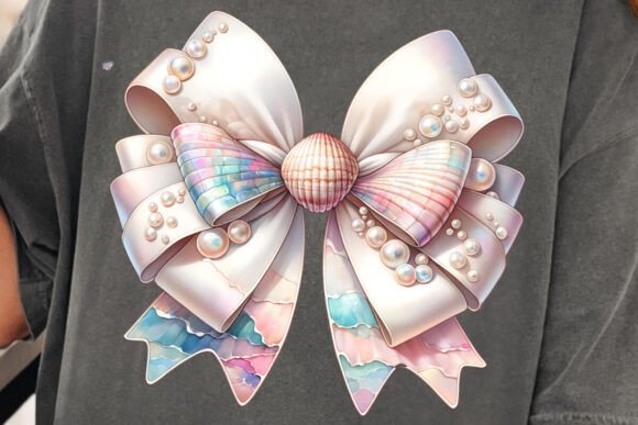 Iridescent Sea Shell Coquette Bow PNG: A Versatile Digital Asset for Creative Workflows