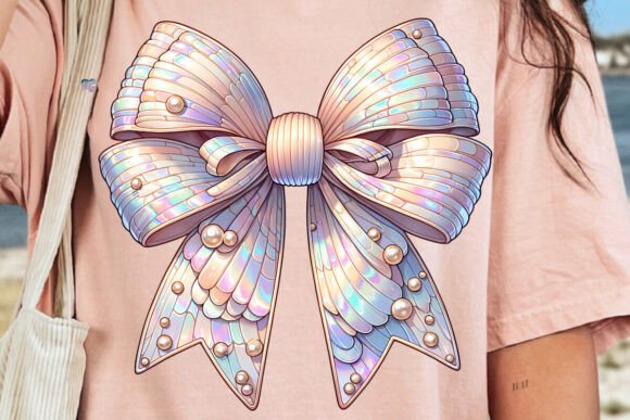 Seashell Coquette Bow PNG Shell Beach: A Versatile Digital Design for Print on Demand