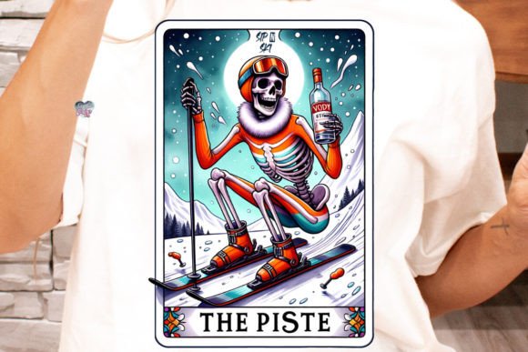 Skiing Skeleton Tarot Card PNG Ski Trip