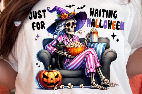 Waiting Halloween Witch PNG Skeleton: A Versatile Digital Design for Creative and Commercial Use